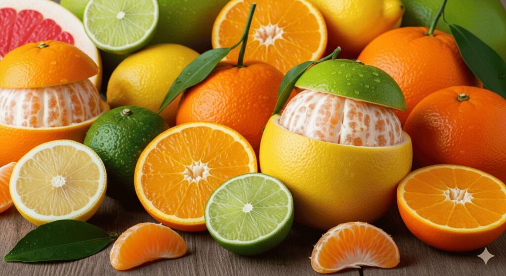 citrus fruits orange and lemon