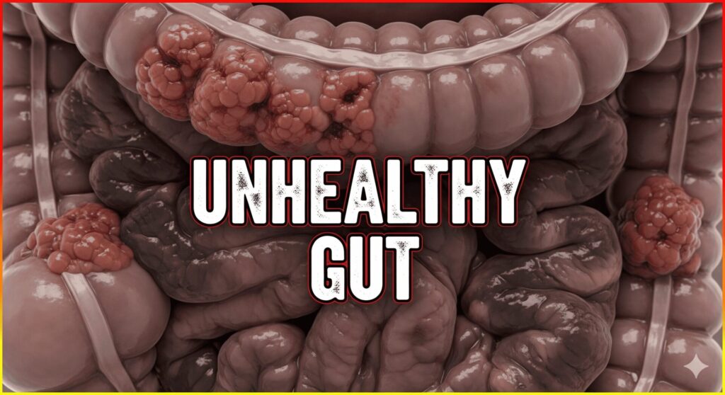 Illustration of an unhealthy gut