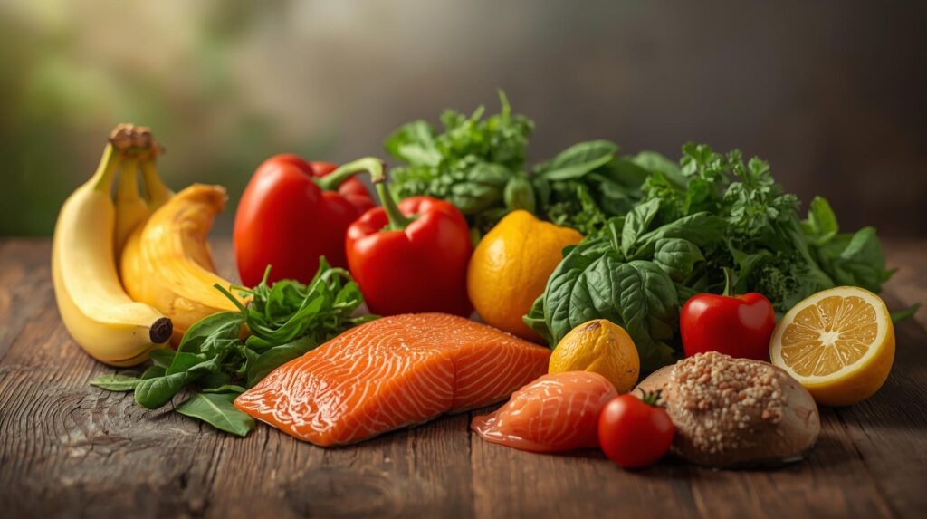 Colorful assortment of healthy foods