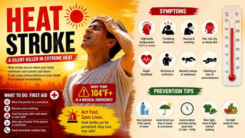 Heat stroke symptoms and prevention tips
