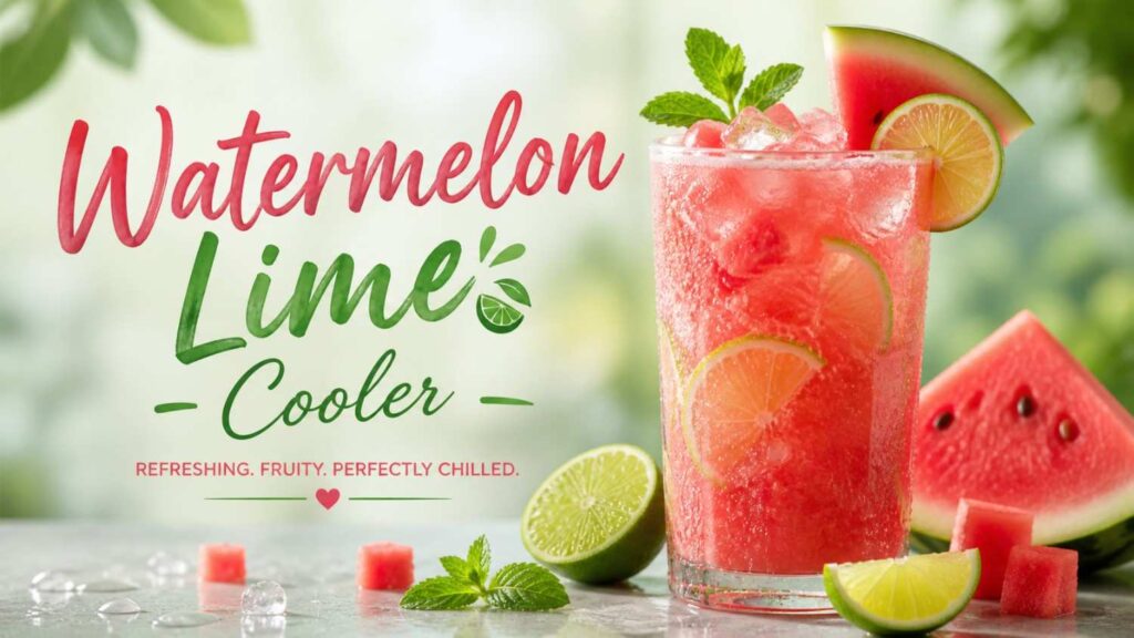 Refreshing watermelon lime drink with garnish